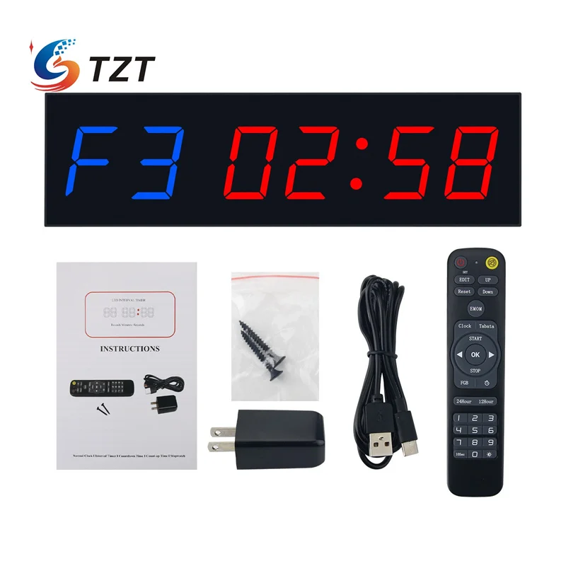 

TZT 1.8" 6-Digit LED Gym Timer Boxing Timer Supports Countdown Count-up for Games Training Exercises