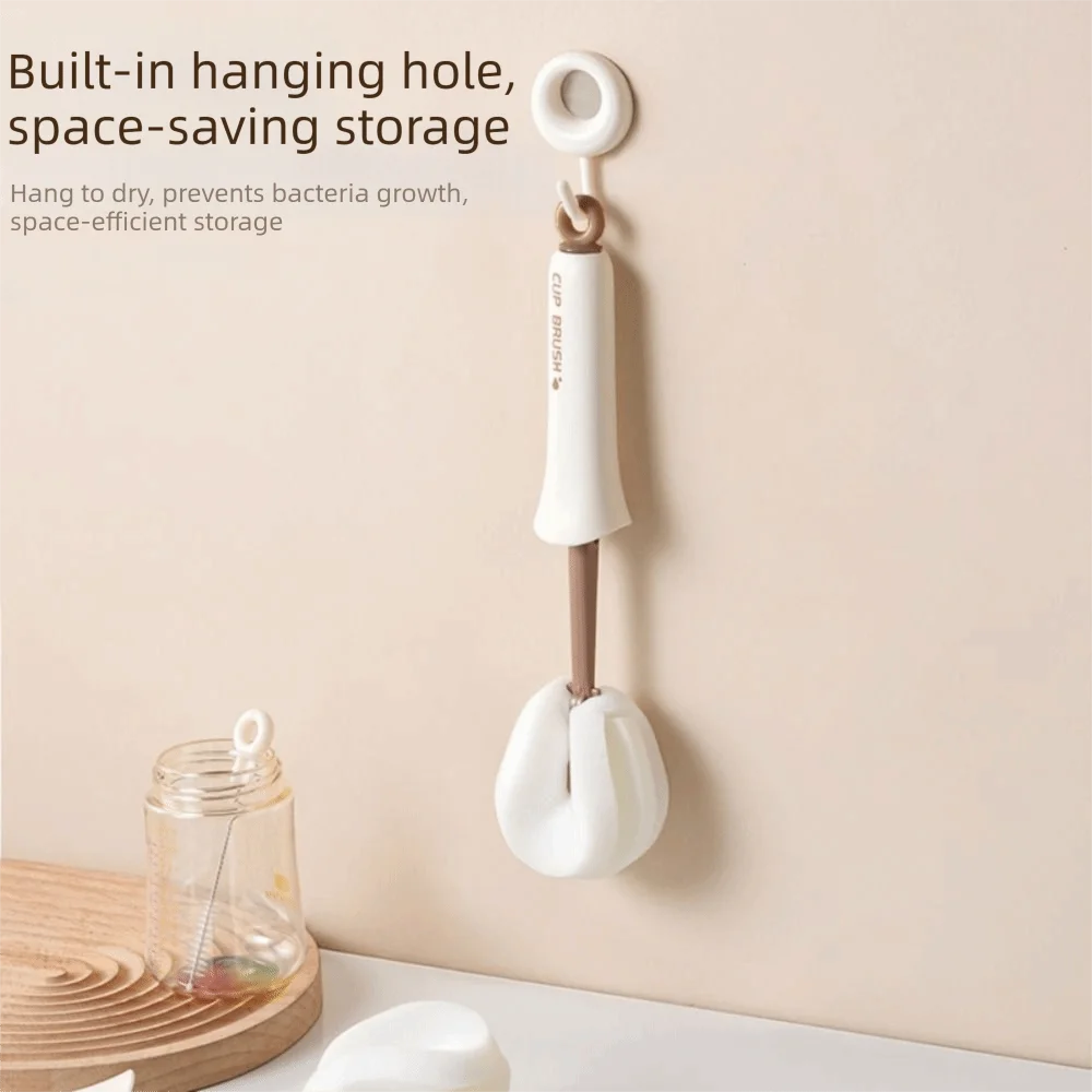 High Elastic Sponge Bottle Sponge Brush Soft Sponge Long Handle Water Bottle Washer Push-Pull Water Squeeze Scratch-Free