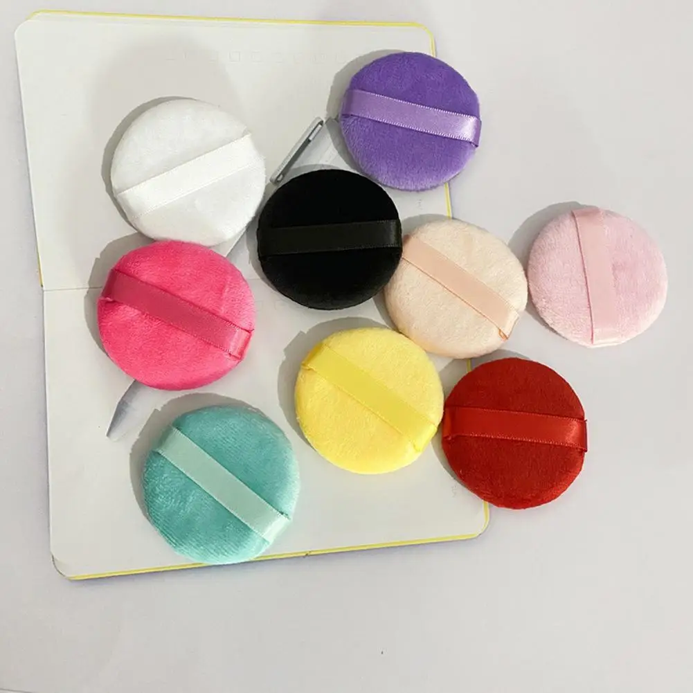 Loose Powder Setting Flocking Powder Puff Sponge Setting Powder Puff Innovative Colour Round Plush Cotton Cosmetic Puff 2025