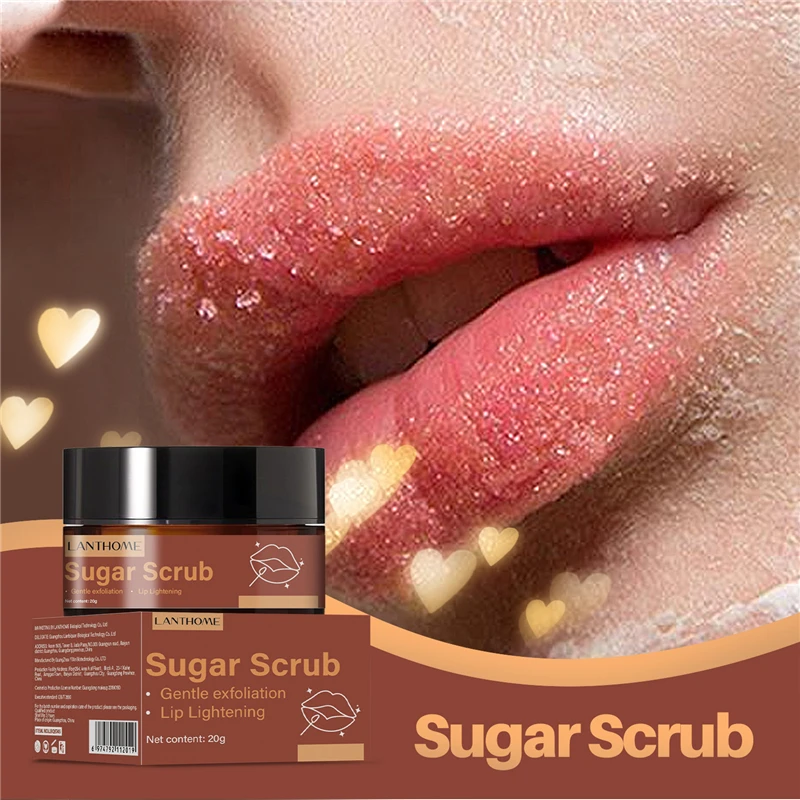 Lip Scrub Sugar Balm Pencerah Bibir untuk Bibir Gelap Pemutih Perokok Menghilangkan Bibir Kusam Pencerah Bibir Hitam Scrub Pengelupasan