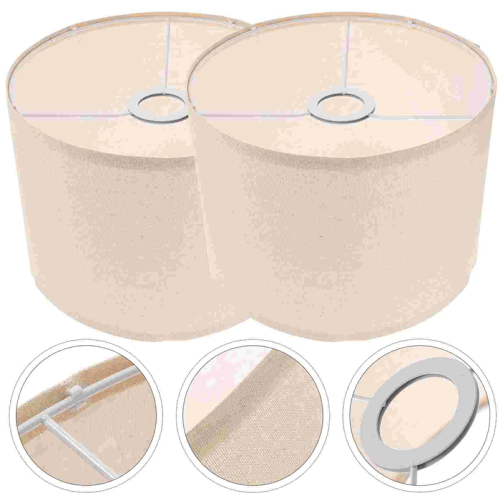 2 Pcs Plants Linen Lampshade Table Pendant Mini Smart Light Bulbs