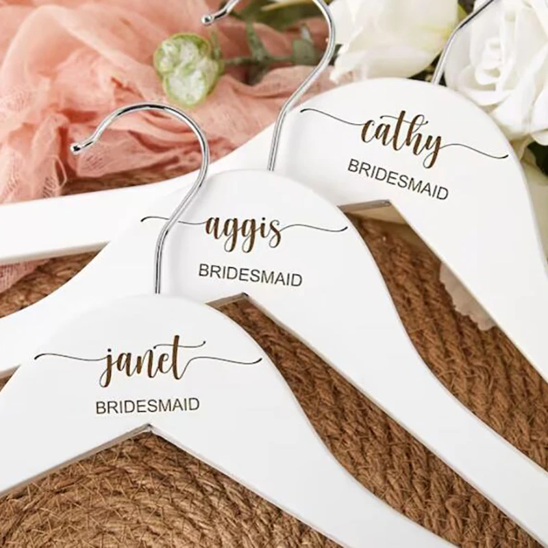 Personalized Wedding Dress Hanger Bridesmaid Hanger Engraved Wooden Hanger Custom Name Bridal Party Gifts Wedding Favors