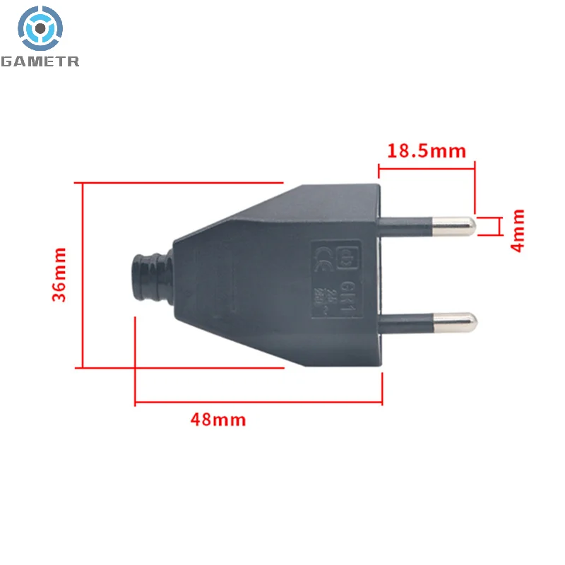 Connecteur d'extension recâblé, adaptateur de prise électrique AC, prise mâle européenne et américaine, remplacement 250V, 2 broches