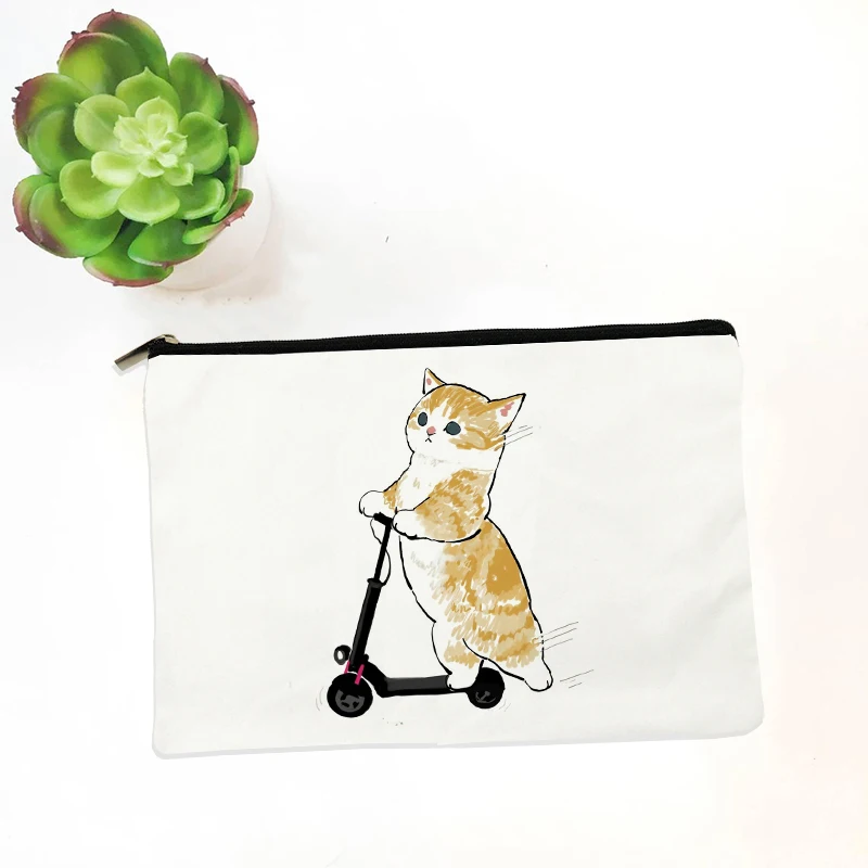 Bolsa de maquillaje Kawaii Cat Anime, estuche escolar para lápices, organizador de almacenamiento de papelería, bolsa de aseo para bebés, bolsas pequeñas de viaje para niños