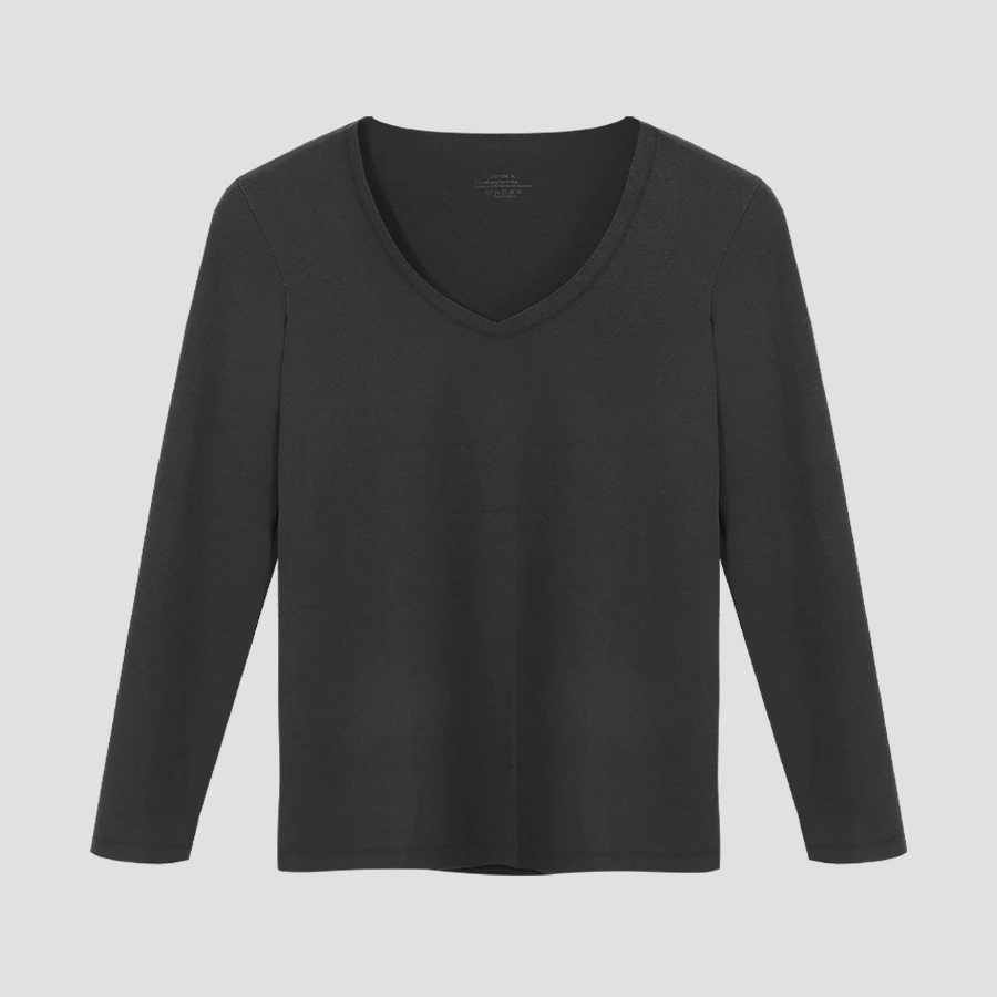 Calzoncillos largos térmicos modal con cuello bajo y cuello en V para hombre, capa base de una sola pieza, suéter de algodón, top fino