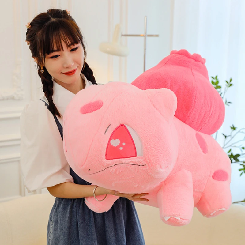 95CM Super Big Kawaii Pokémon Anime Bulbasaur muñeca dibujos animados Rosa peluche suave peluches Animal relleno nuevo regalo de cumpleaños para niños