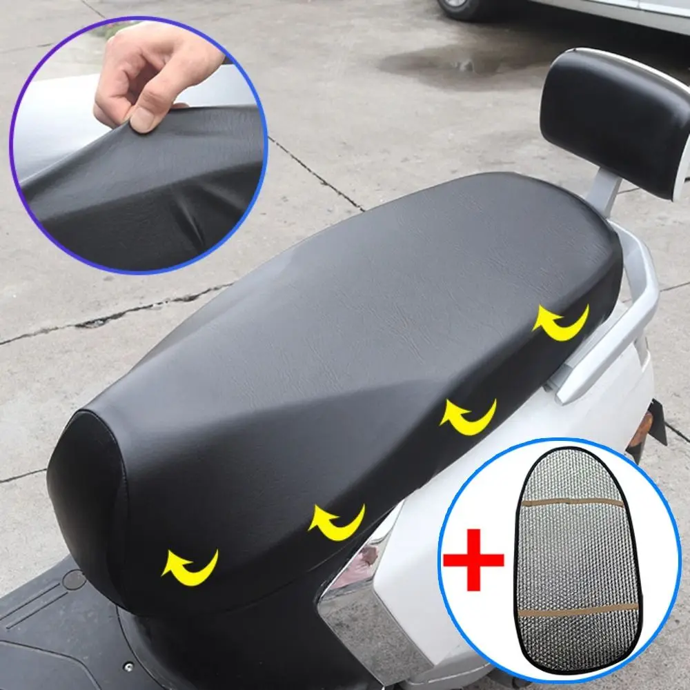 Waterproof Motorcycle Seat Cushion Cover Breathable Elastic Electric Bicycle Seat Cover Dustproof Leather Sunscreen Seat Cover