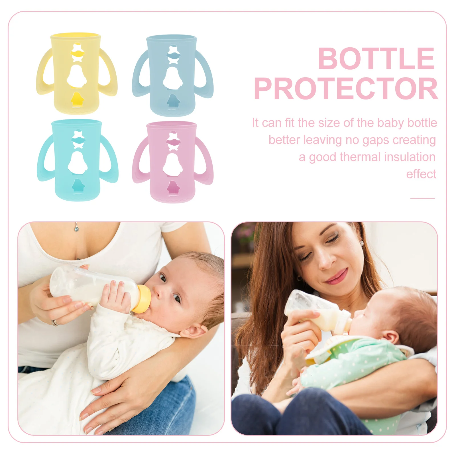 

4Pcs Baby Bottle Protectors Silicone Feeding Bottle Case Exquisite Decorations Small Lightweight Mixed Supply