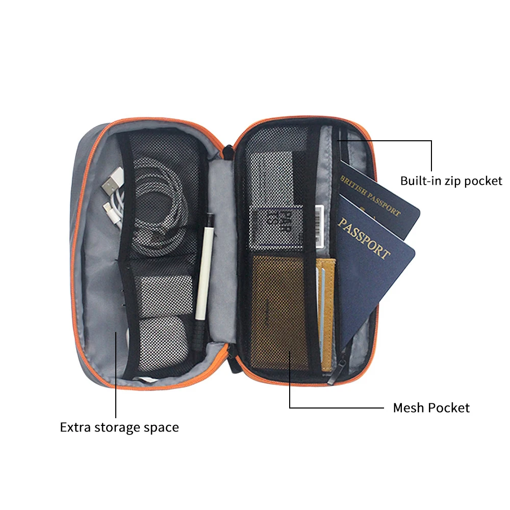 Portable Electronic Organizer Bag - Cable Storage Case with Multiple Compartments for Travel, Gadgets, Charger, USB, Power Bank