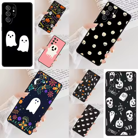 HALLOWEEN Ghost TPU Phone Case For Samsung Galaxy S24 S23 S22 S21 Ultra S10 Note 10 Pro S20 Plus FE S9 S8 Cover