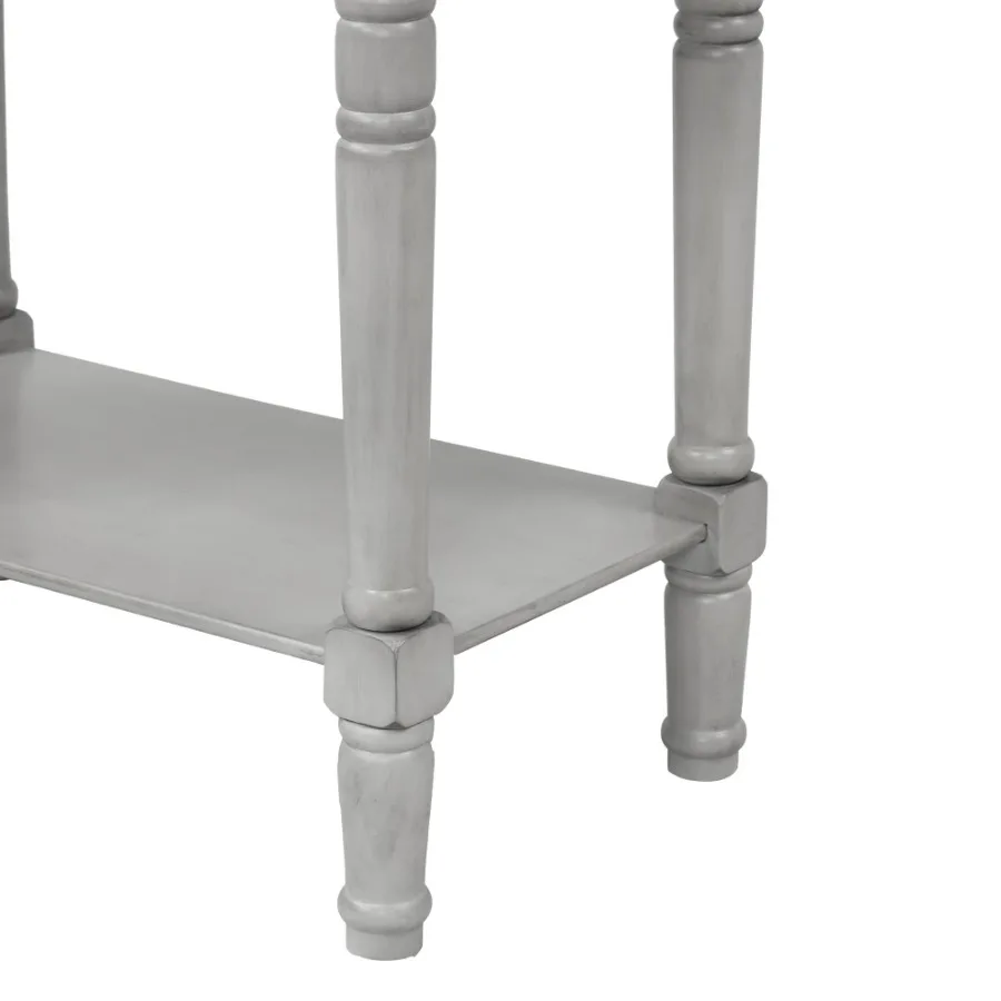 TREXM Narrow Console Table Slim Sofa Table with Three Storage Drawers and Bm Shelf for Living Room Easy Assembly Gray Wash