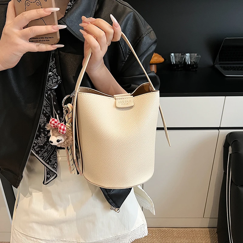 

Elegant lady bucket handbag,arge-capacity soft leather shoulder crossbody bag for women,Handbag + purse composite bag for women
