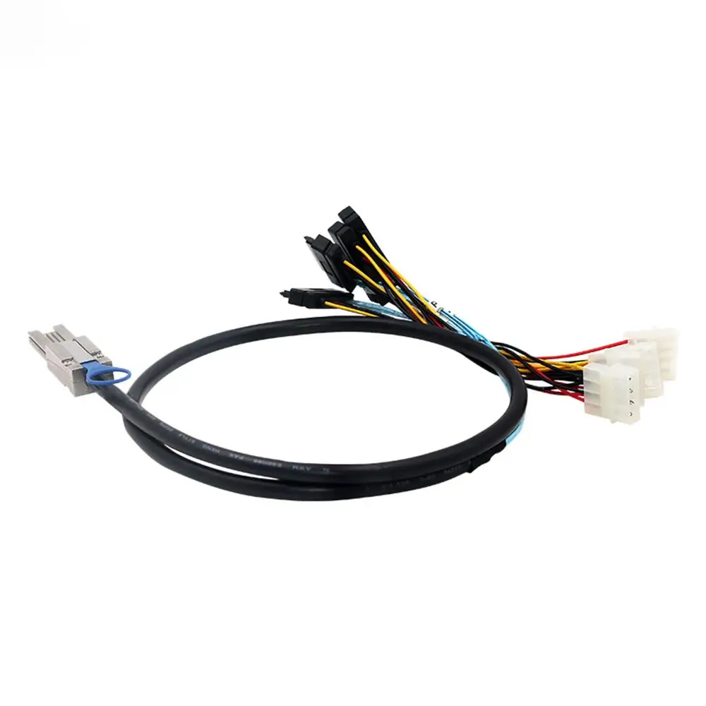 Lontion#Mini SAS HD SFF-8088 26Pin Breakout Cable to 4 SFF-8482 SAS with 4Pin Power for Server RAID Hard Drive Storage - view 4