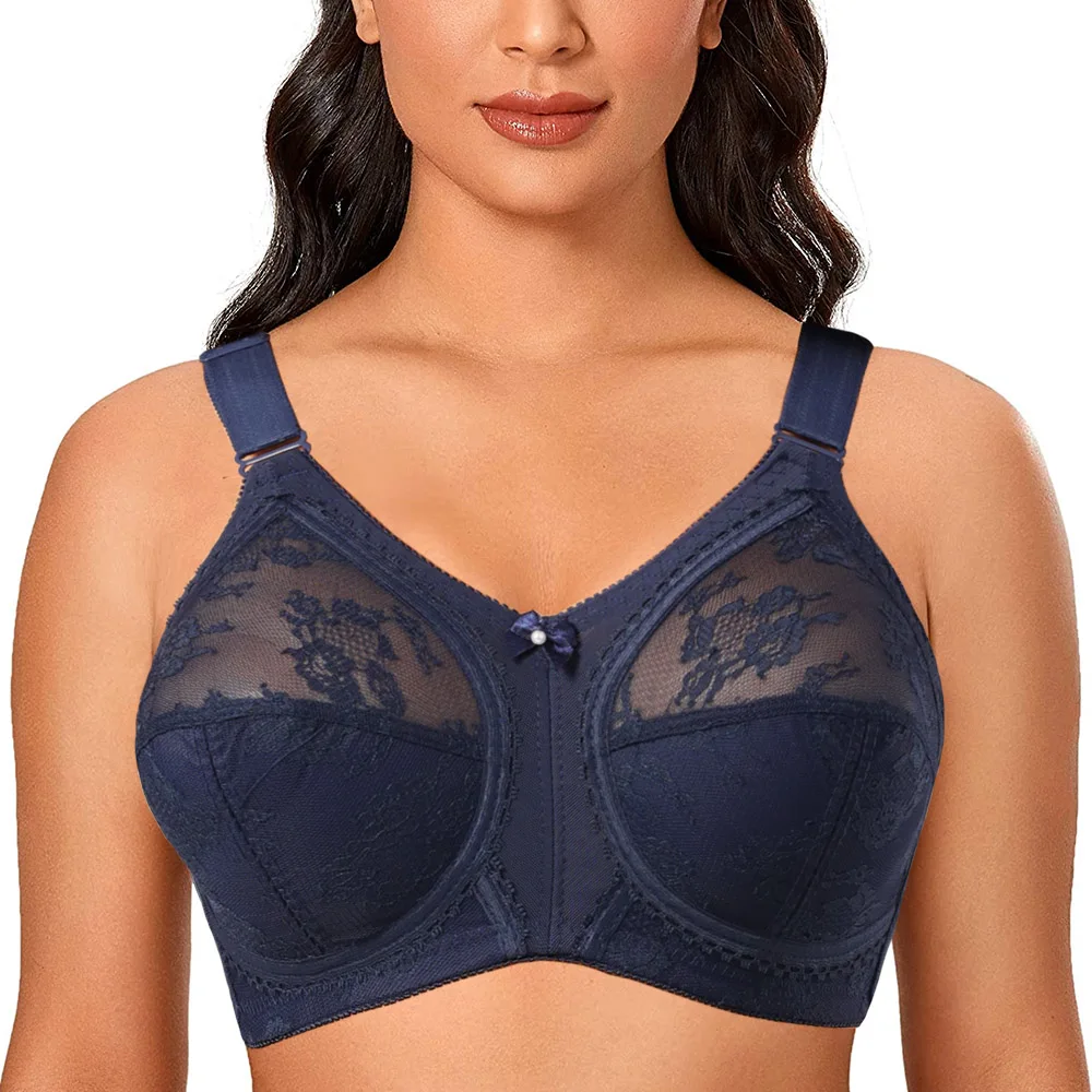 Soutien-gorge Sexy rouge vin pour femmes, couverture complète, non doublé, Ultra mince, grande taille, sans fil, grand soutien-gorge minimiseur,