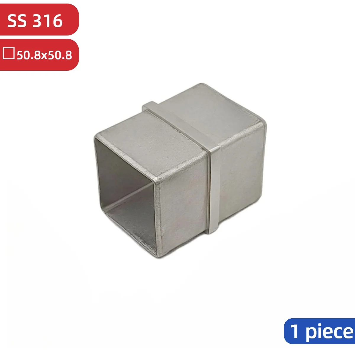 50.8mm Satin Polished Square Tube Connector 316 Stainless Steel Square Handrail Fitting