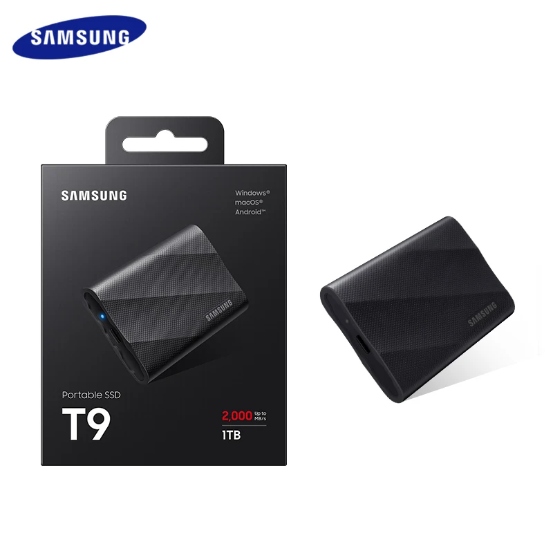 SAMSUNG PSSD Type-C USB 3.2 Portable Solid State Disk T9 NVMe Transfer Speed 2000MB/s Black SSD Compactible Windows MacOS SSD