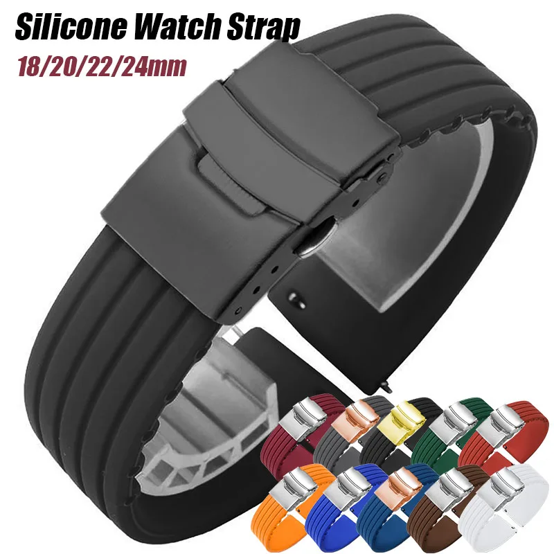 Bracelet de montre en silicone à libération rapide 18mm 20mm 22mm 24mm, bande en caoutchouc pour Seiko, Omega, Huawei Watch, bracelet sport