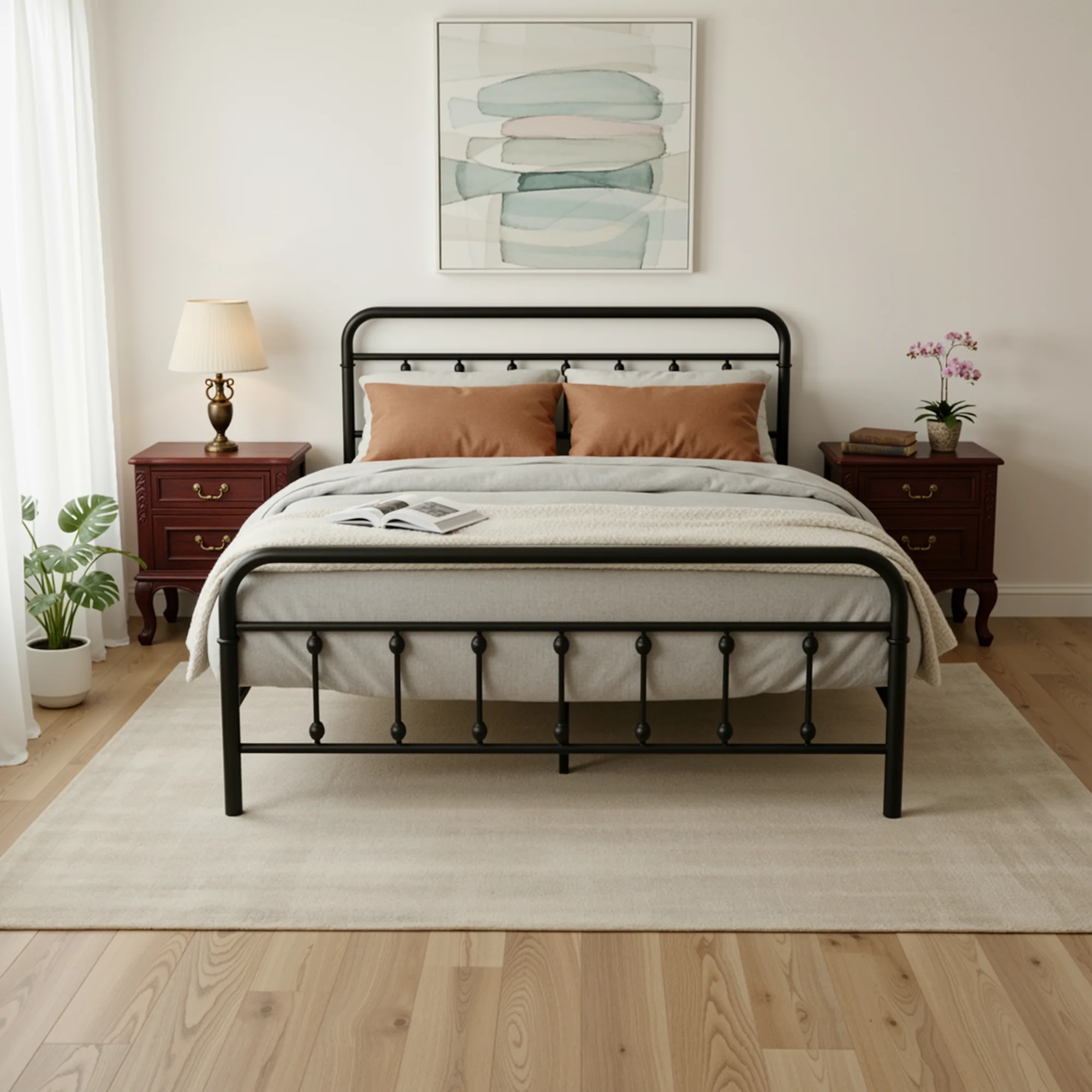 

HOOMIC Metal Platform Bed Frame with Victorian Iron Headboard & Footboard, 14-Inch Clearance for Underbed Storage, Easy Assembly