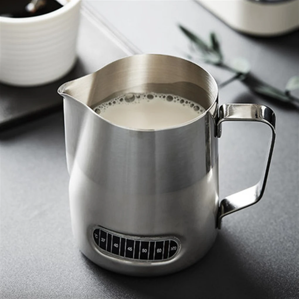 

600ML Milk Frothing Pitcher with Temperature Display Stainless Steel Milk Frother Pitcher Jug Cup for Latte Art Barista