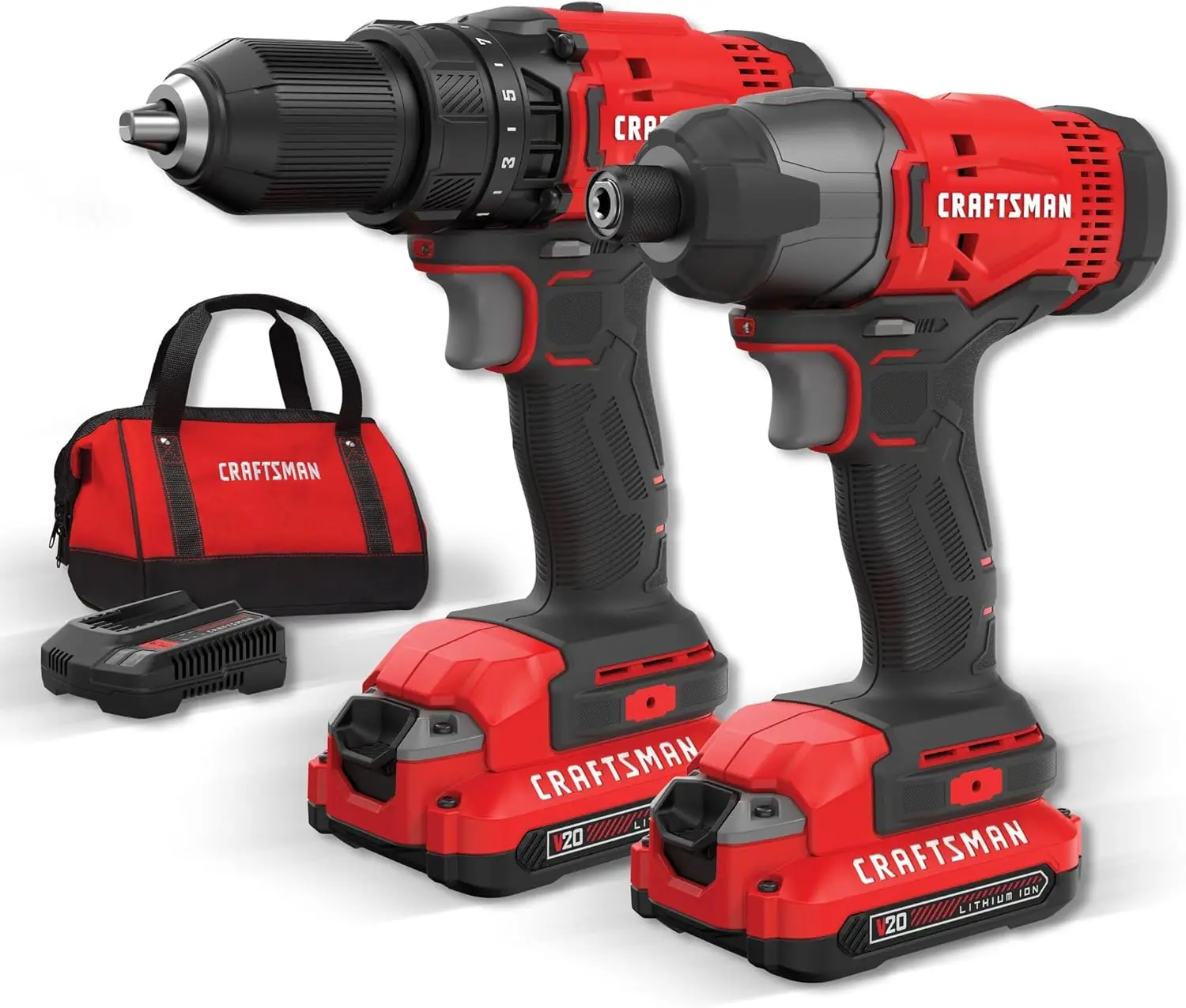 V20 MAX Cordless Drill and Impact Driver, Power Tool Combo Kit with 2 Batteries and Charger (CMCK200C2AM)