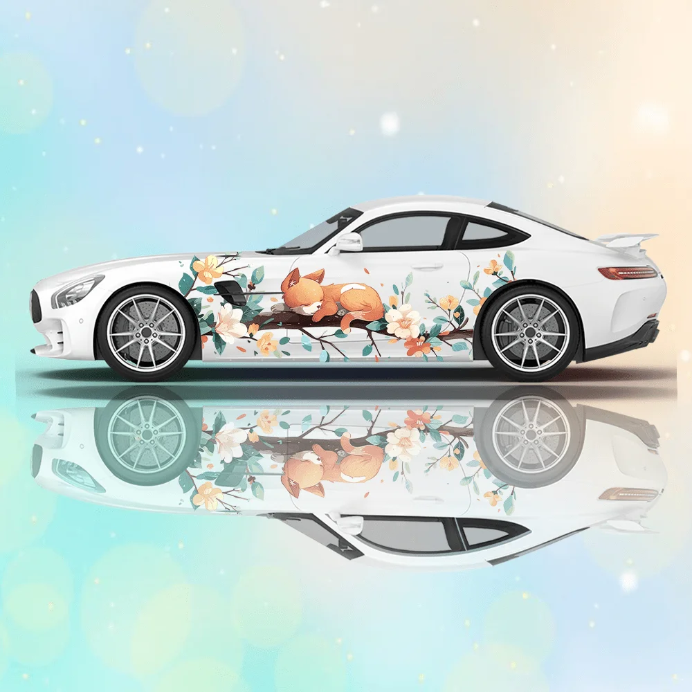 

Cute Cat and Dog Car Vinyl Wraps Decal Self-adhesive PVC Anti Scratch Sticker Suitable for Trucks SUV Decor Auto Accessories