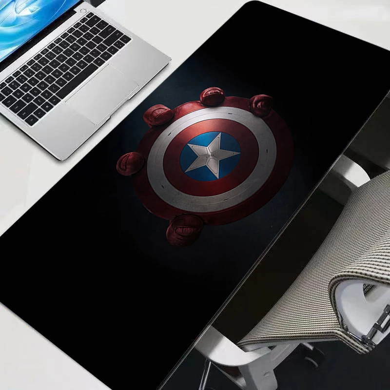 แผ่นรองเมาส์คอมพิวเตอร์ วาร์มิโล คัพตันอเมริกา อุปกรณ์เสริมสำหรับเล่นเกมอนิเมะ โต๊ะขนาดใหญ่ XXL แผ่นรองเมาส์นุ่มสำหรับเกมเมอร์