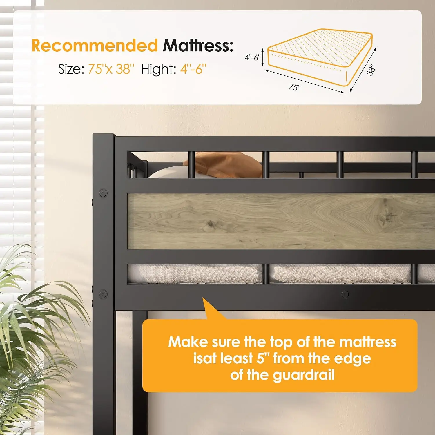 Twin Loft Bed Stairs Heavy Duty Metal Storage, Customized