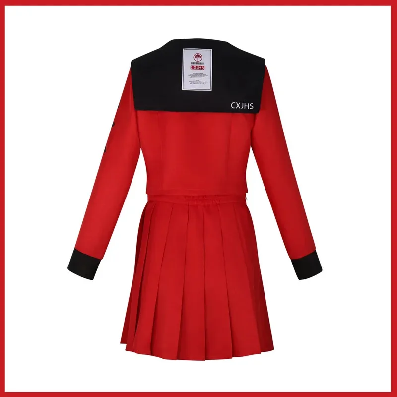 أنيمي المائة خط أكاديمية الدفاع الأخير Tsukumo كاكو تأثيري حلي شعر مستعار الأحمر زي مدرسي تنورة امرأة Kawaii الحرم الجامعي الدعاوى؛