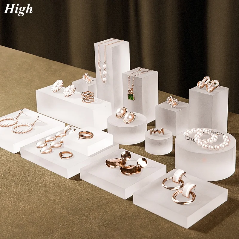 Frosted Acrylic Jewelry Display Stand, Multi-purpose Holder for Earrings Rings Necklaces, for Shop Market Photo Prop