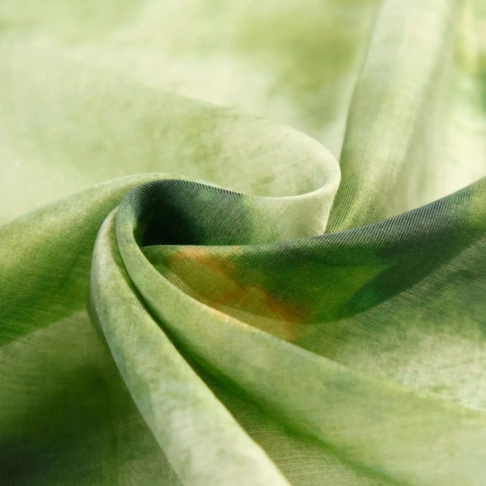 2 Yards Drapey Butterfly Moss Green Irregular Tie-Dye Tencel Linen Fabric for Spring and Summer Dress Designer Fabric