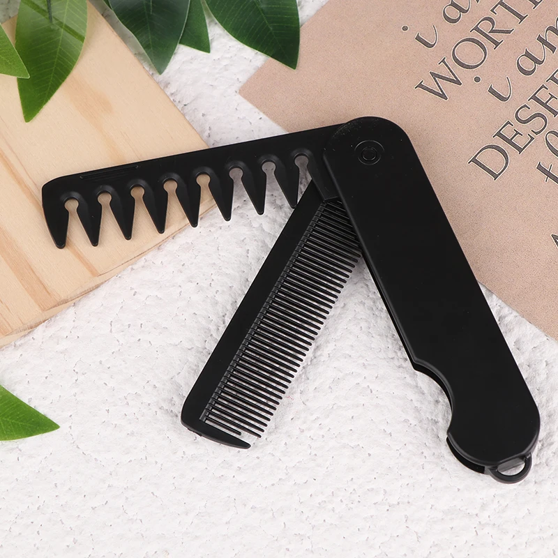 Multifunctional 2 In 1 Pocket Folding Comb Plastic Wide Tooth Oil Hair Comb Beard Comb Hair Cutting Comb Salon Styling Tools