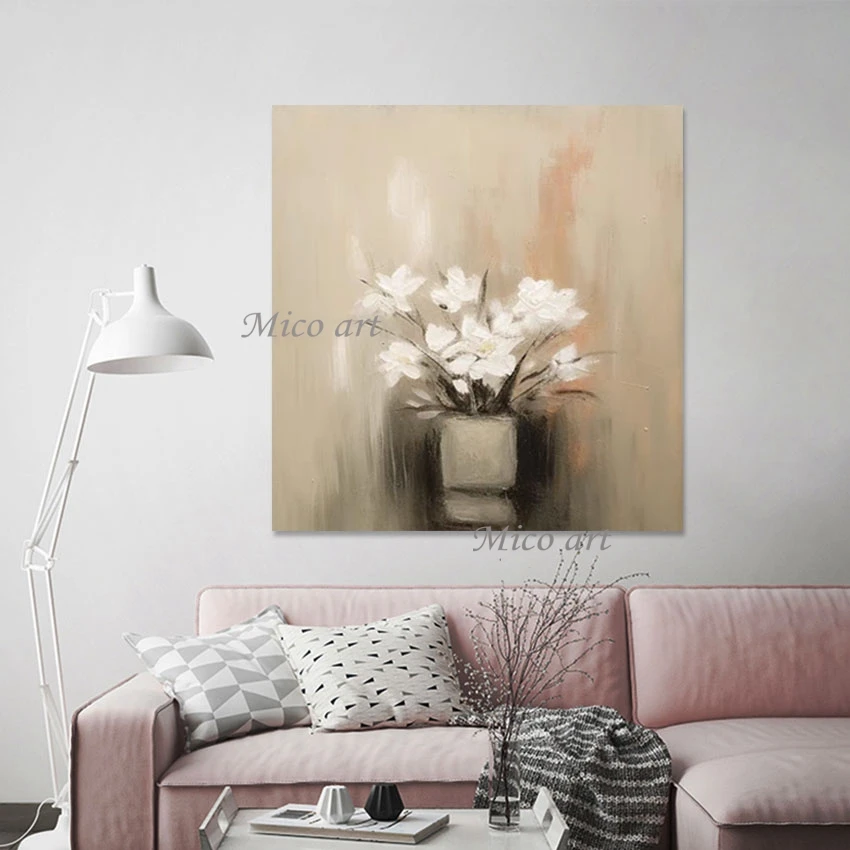 Art Acrylic Flower Abstract Frameless Large Size Design Canvas Roll Home Decoration Luxury Artwork Picture Handmade Paintings