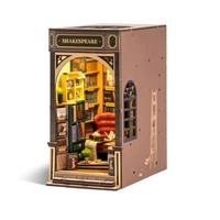 Robotime Book Nook Kit DIY Miniature House kit Bookshelf with LED Retro Wooden Puzzle Craft Hobby Gift for Adults