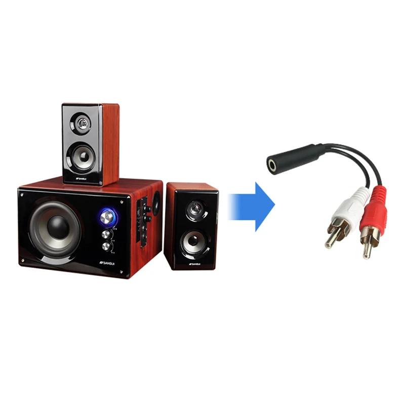 Audio Cable 3.5mm Female To 2 Male RCA Splitter Converter Adapter Aux Extension Cord Y-Cable For Laptop MP3/MP4 Conversion Line