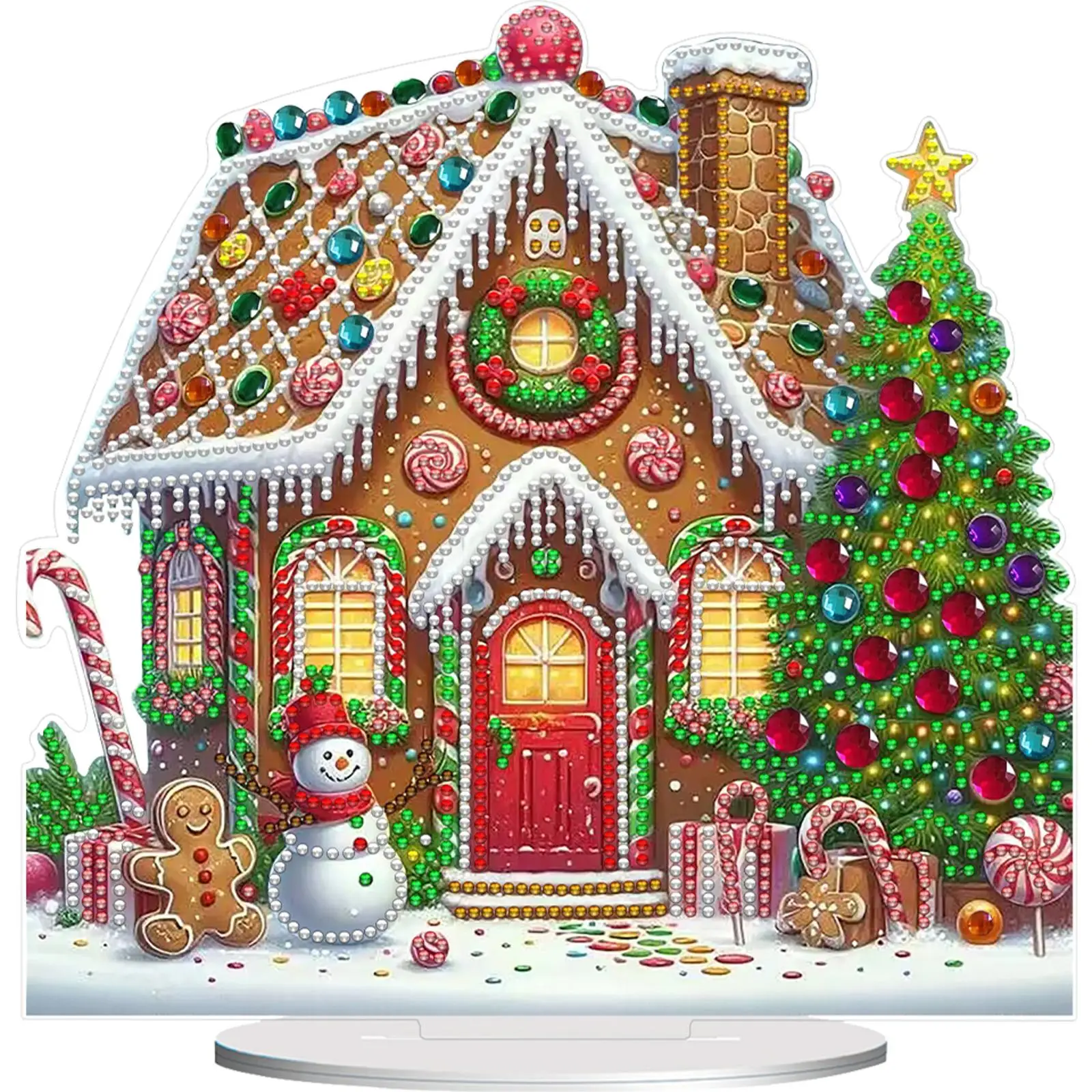 

2D Flat Print Winter Christmas House DIY Desktop Diamond Art Kits 5D DIY Diamond Art Tabletop Decorations for Adults Beginner