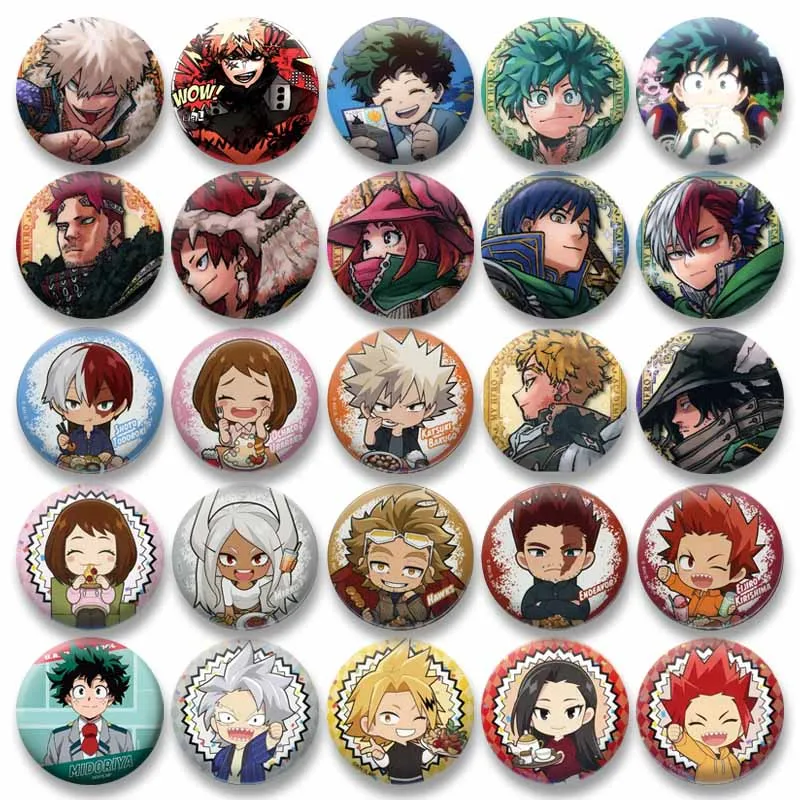 My Hero Academia Anime Brooch Katsuki Bakugo Shoto Ochaco Tenya Denki Cartoon Pin for Backpack Accessories Cosplay Badges Gifts