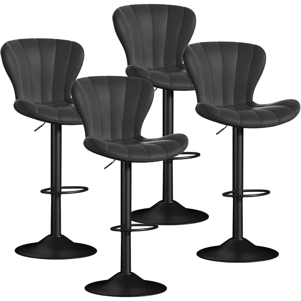 

Bar Stools Set of 4, Faux Leather Upholstered Swivel Barstools, Counter Height, Bar Chairs Waterproof