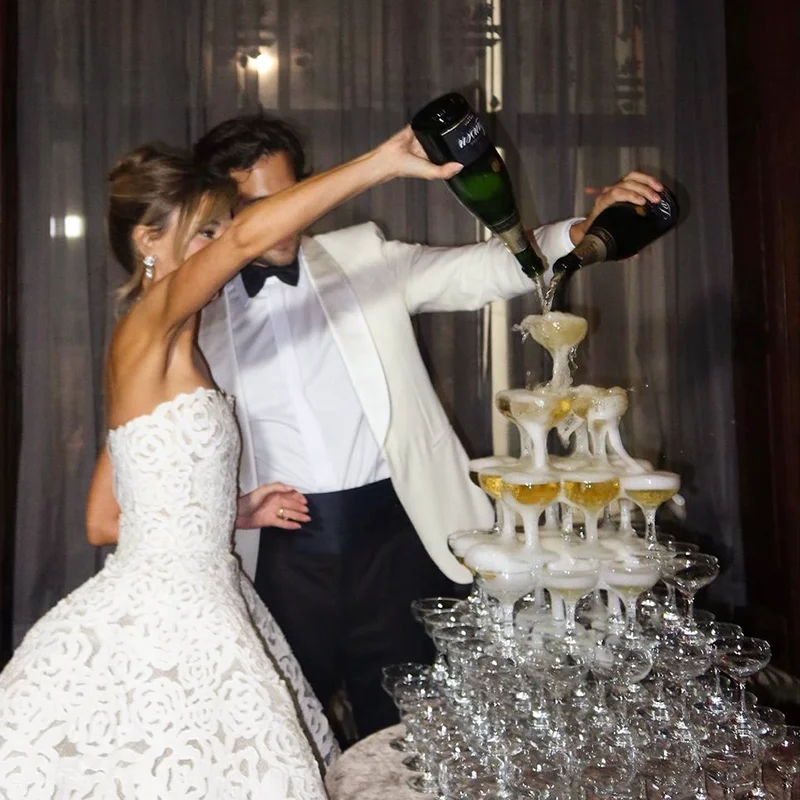 

Свадебная башня из 4/5/6 пластиковых бокалов для шампанского (5 унций), одноразовые стаканы для шампанского для свадьбы, дня рождения, вечеринки