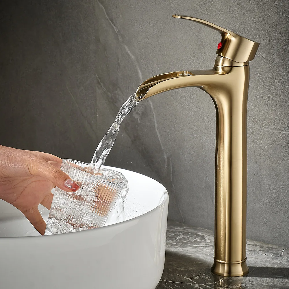 Light luxury basin waterfall faucet mixer faucet balcony bathroom simple cold and hot wash basin sink faucet