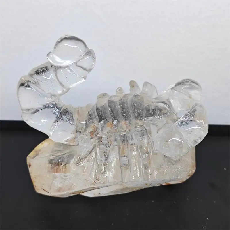 Natural Clear Quartz Scorpion Carving Healing Crystal Gemstone Collectible Home Decoration Gift 1PCS