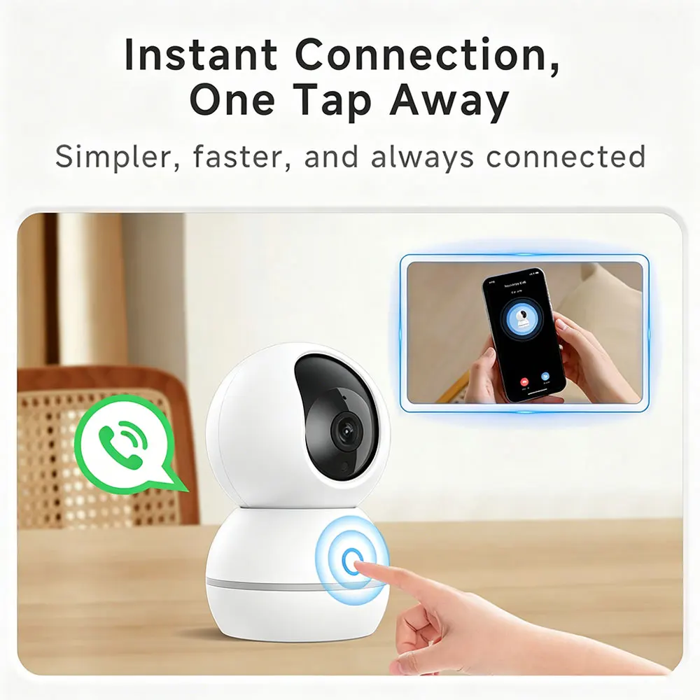 2K Wifi  Indoor IP Camera 360° Pan/Tilt HD 1080P Pet & Baby Monitor 2-Way Audio One-Touch Call Auto Tracking IR Night Vision Cam