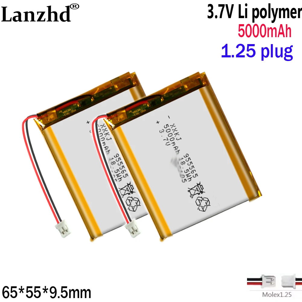 Lithium Polymer Batteries 3.7V 5000mAh 55*60*9.5mm Rechargeable Battery For Power Bank Bluetooth Speakers Tablet DVD 955565