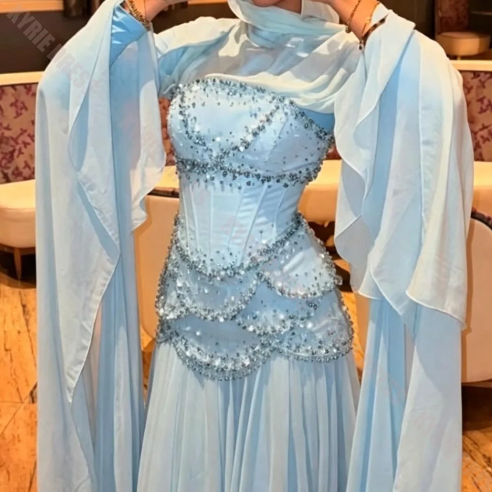 Women's Formal Evening Gowns 2026 Shawl Sleeves فياتين اعراس وسهرات فخمه Guest Dress A Line Draped Floor Length Prom Party Gowns image 4