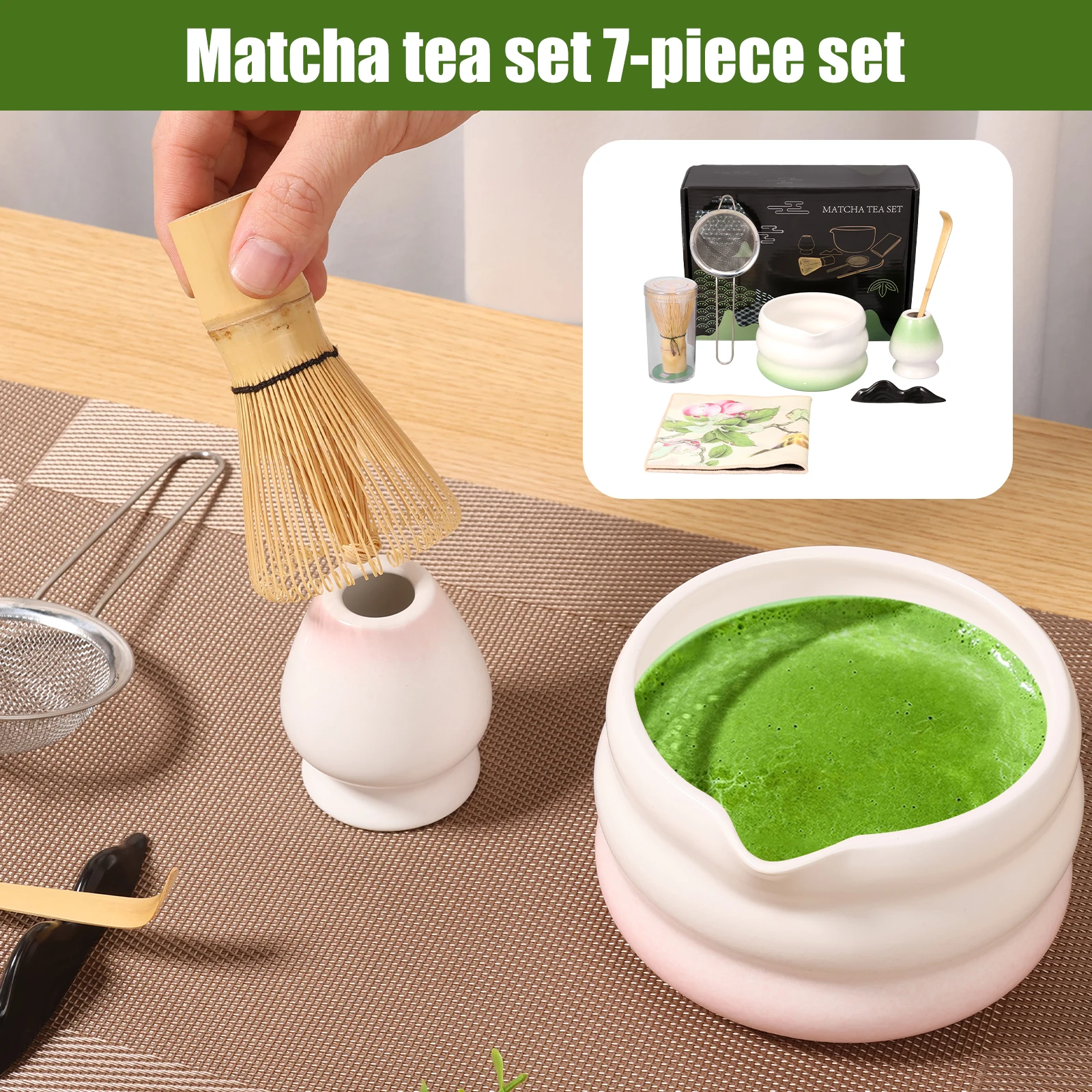 

Japanese Matcha Tea Set Easy to Use Elegant Green Matcha Kit Smooth Help Relaxing Japanese Tea Making Set for Your Home Use
