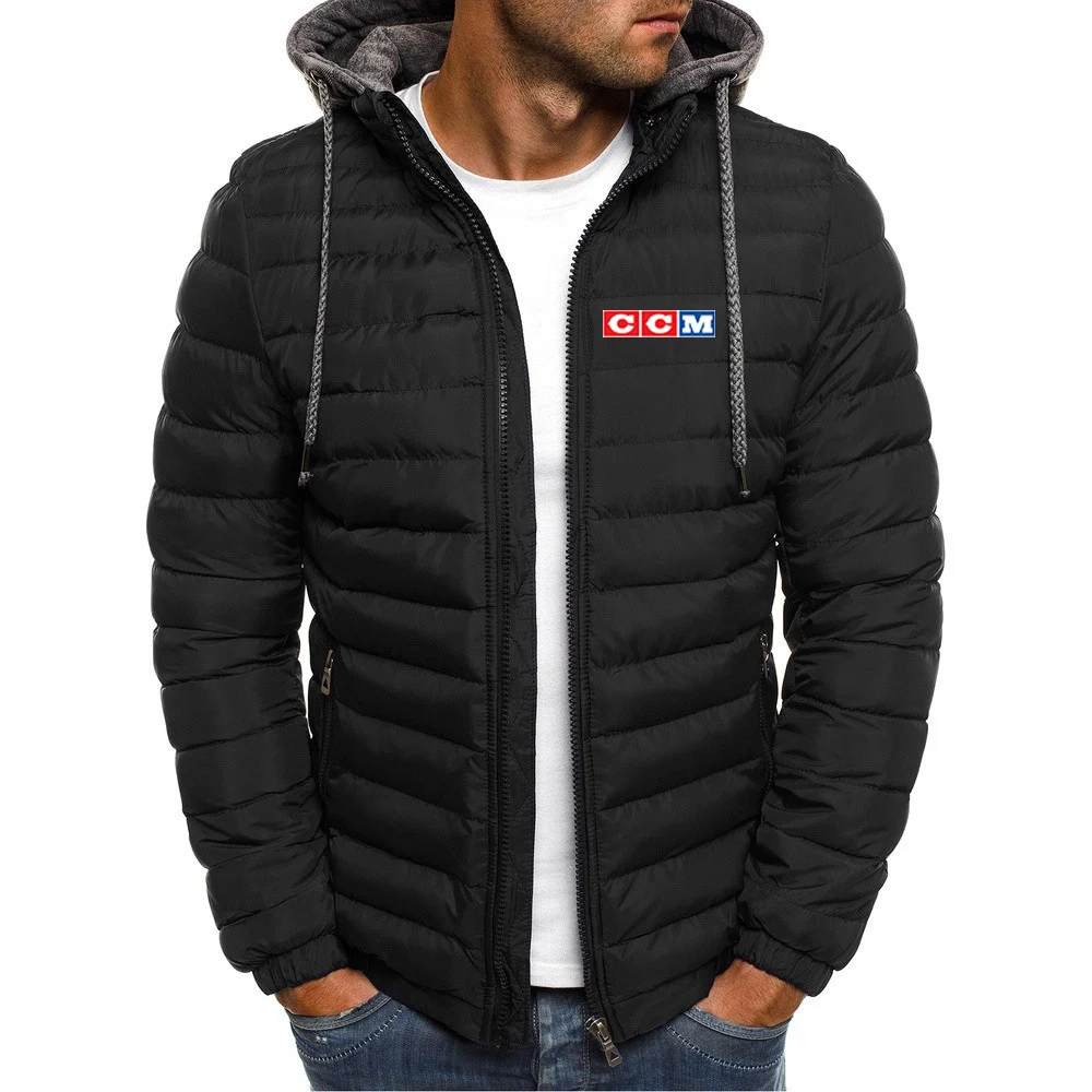 

2024 New Men's CCM Autumn and Winter Seven-color Cotton-padded Color Zipper Jacket Warm Hooded Versatile Coats Tops