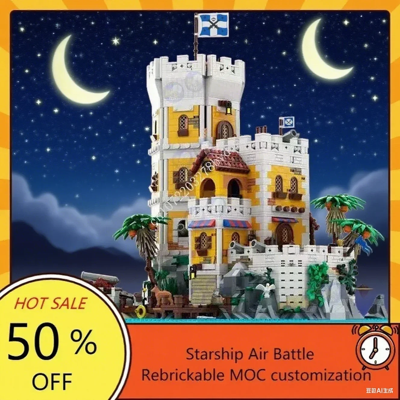 

4516PCS Medieval Pirate Series Sierra Madre Fortress Barracuda Bay Model Custom DIY Assembly Puzzle Toy for Kids
