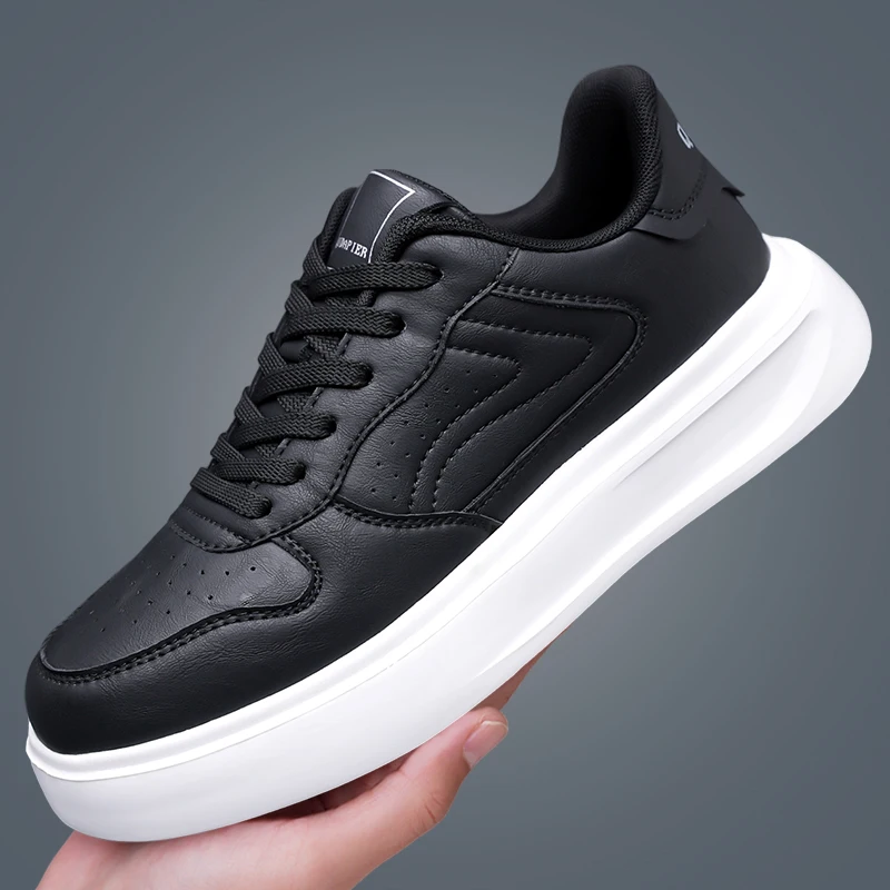 أحذية رجالية من الجلد الأسود وصلت حديثًا للخريف - أحذية رياضية أنيقة بنعل سميك قابلة للتنفس، كاجوال ورياضي، متعددة الاستخدامات وخفيفة الوزن #3