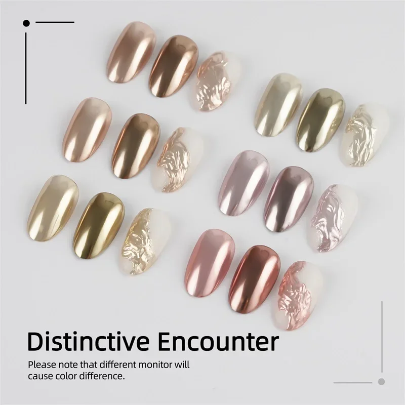 Nail Chrome Powder 6 Colors Set 0.5g Metallic Mirror Effect for Nail Art Decoration Rose Gold Bronze Glitter Rubbing Pigment