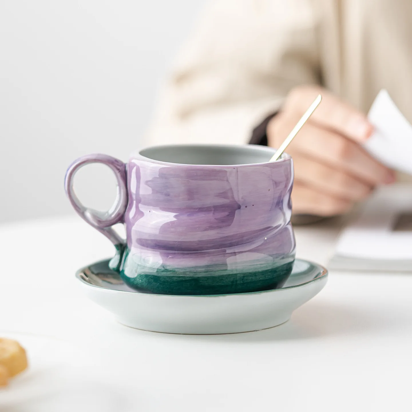 New Chinese-style hand-painted ceramic coffee cup underglaze colored water cup mug couple  large capacity high-end personal cup