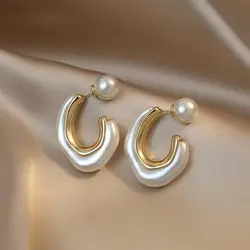 Unique Design Irregular Freshwater Pearl Hoop Earrings for Women Baroque Pearls Beads Circle Statement Earring Brincos